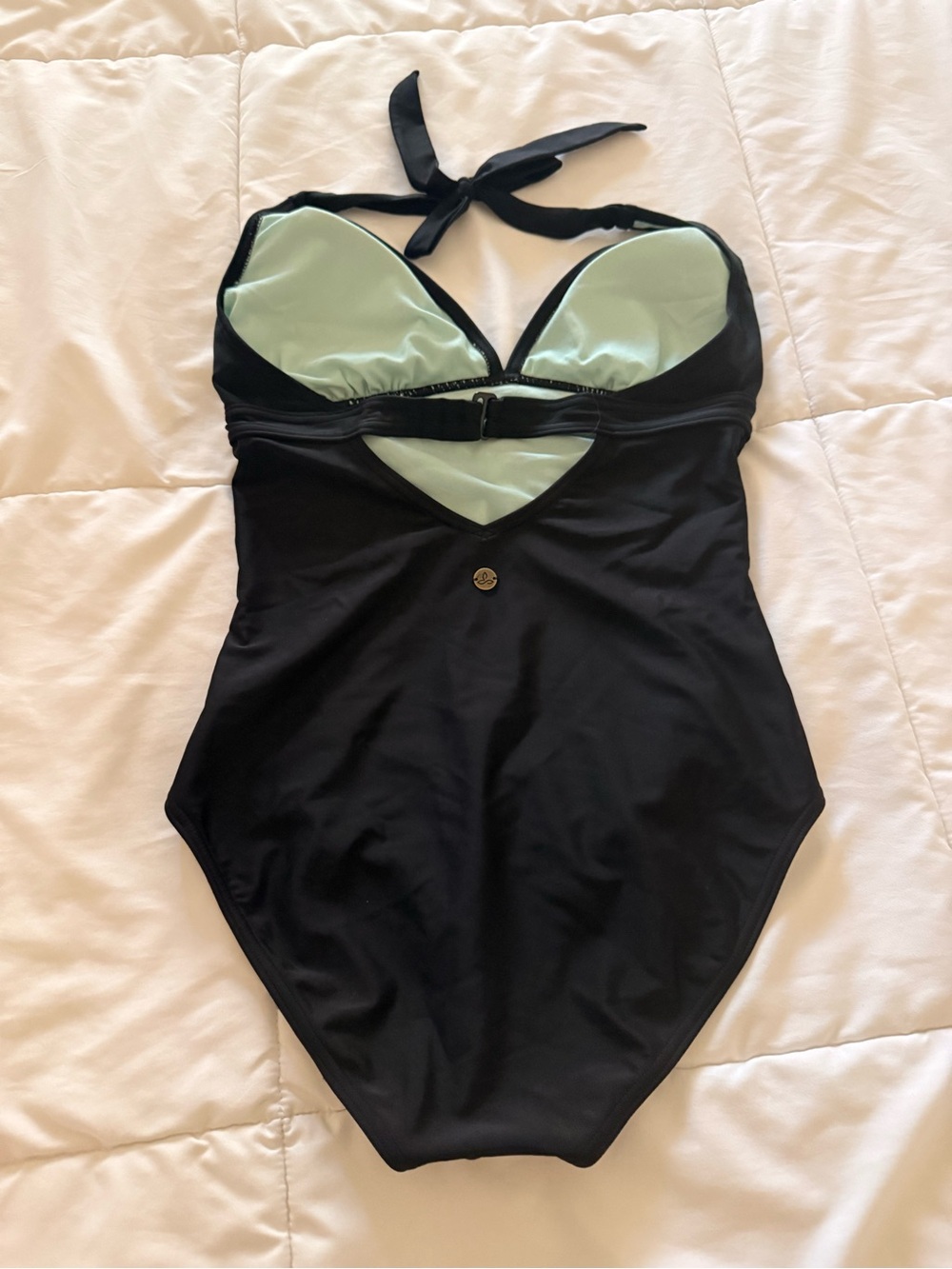 Prana swimwear - Black and Mint One-Piece Swimsuit - Classic Halter